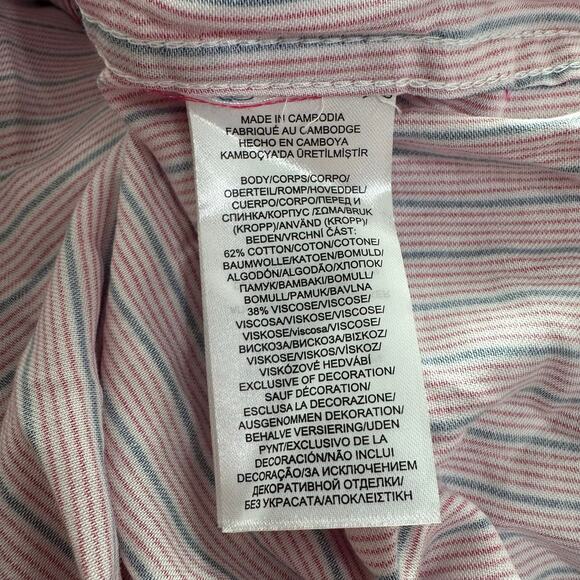 Ralph Lauren Shirt Womens Medium Pink Blue Striped Luxury Logo Pajama Top New - Picture 9 of 10